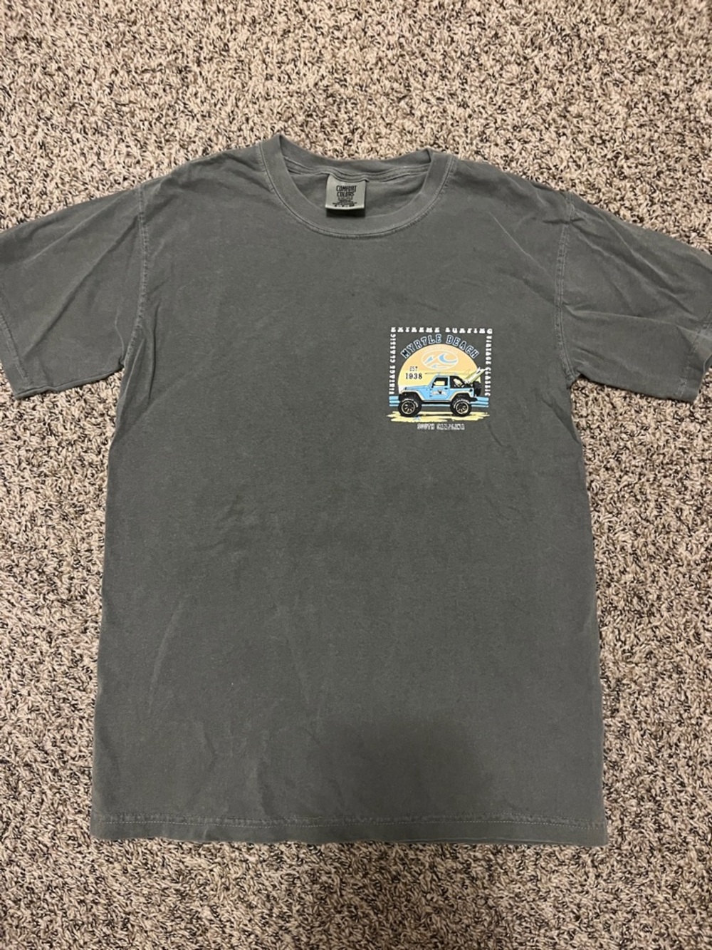Comfort Colors Dark Gray Short-Sleeve Tee with Yellow Graphic